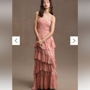 BHLDN Jessa Asymmetrical Ruffled Drop-Waist Gown